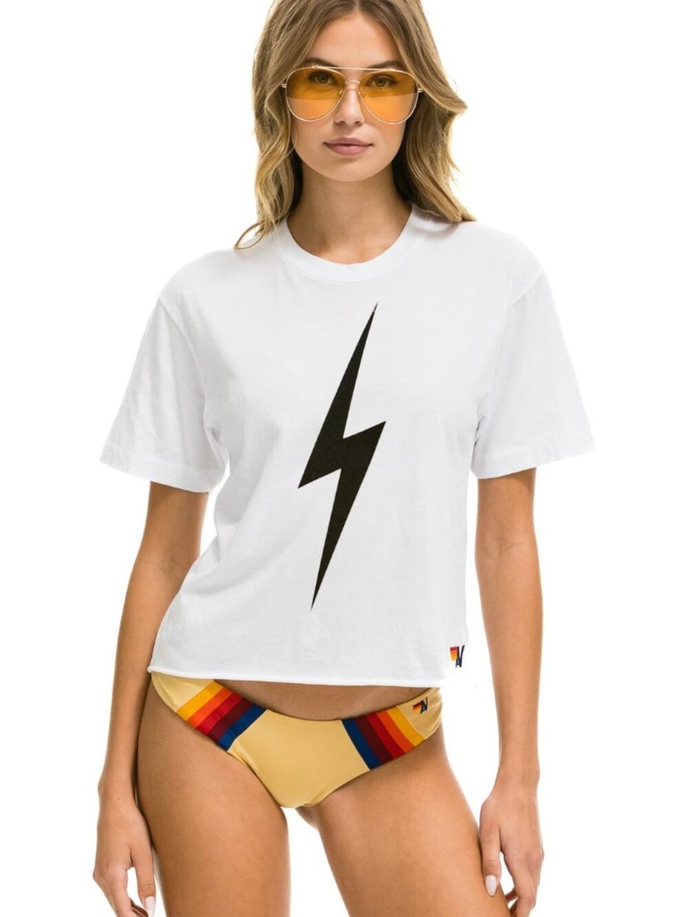 Aviator Nation Bolt Boyfriend Tee - White - Size Small